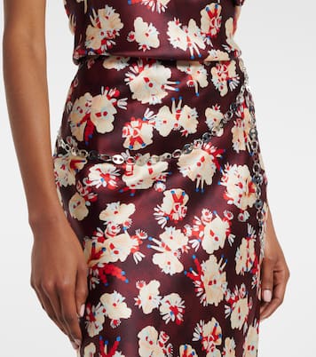 Chain-detail floral silk maxi skirt | Rabanne