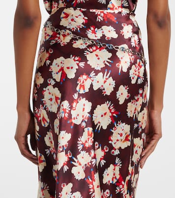 Chain-detail floral silk maxi skirt | Rabanne