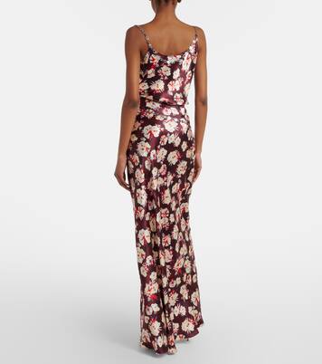 Chain-detail floral silk maxi skirt | Rabanne
