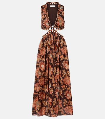 Aster cutout floral cotton midi dress | Zimmermann