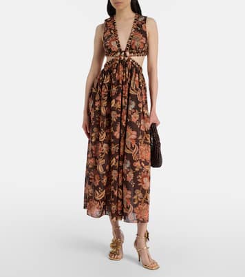 Aster cutout floral cotton midi dress | Zimmermann