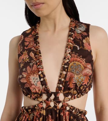 Aster cutout floral cotton midi dress | Zimmermann