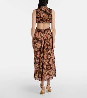 Aster cutout floral cotton midi dress | Zimmermann