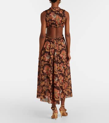 Aster cutout floral cotton midi dress | Zimmermann