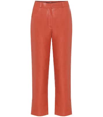 Gerade High-Rise-Hose aus Leder | Zeynep Arçay