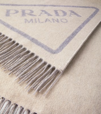 Logo jacquard cashmere blanket | Prada