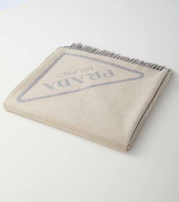 Logo jacquard cashmere blanket | Prada
