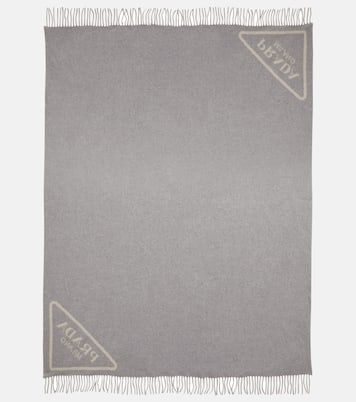 Logo jacquard cashmere blanket | Prada