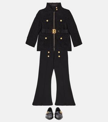 Logo belted coat  | Balmain Kids