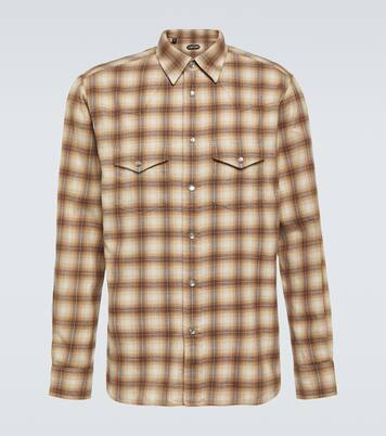 Checked cotton blend Oxford shirt | Tom Ford