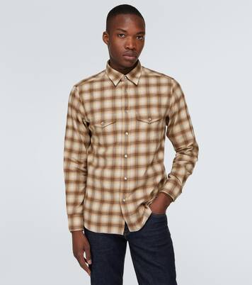 Checked cotton blend Oxford shirt | Tom Ford