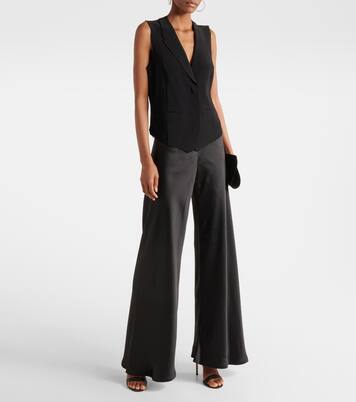 Pantalon ample à taille haute en satin | Norma Kamali