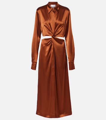 Hock gathered satin midi dress | Galvan