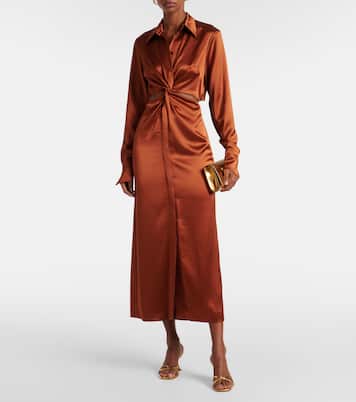 Hock gathered satin midi dress | Galvan