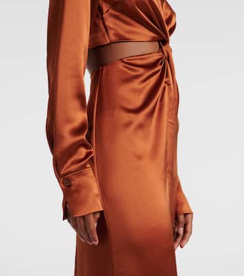 Hock gathered satin midi dress | Galvan