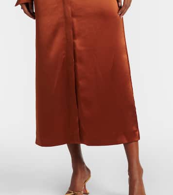 Hock gathered satin midi dress | Galvan