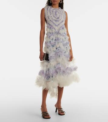 Robe midi en tulle à ornements | Susan Fang