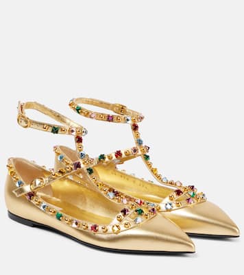 Bailarinas Rockstud de piel metalizada | Valentino Garavani