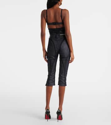 Caprihose aus Denim mit Mesh | Mugler