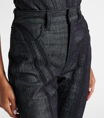 Caprihose aus Denim mit Mesh | Mugler