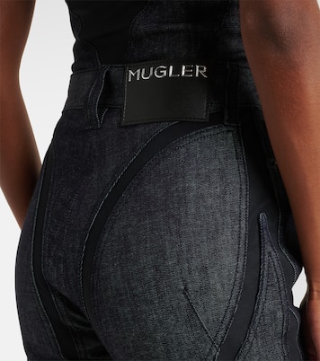 Caprihose aus Denim mit Mesh | Mugler