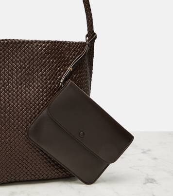 Bolso al hombro N/S Park Medium de piel trenzada | The Row