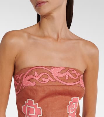 Embroidered smocked linen midi dress | Johanna Ortiz