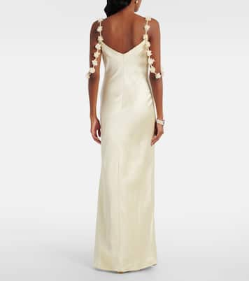 Robe longue en satin à fleurs | Self-Portrait