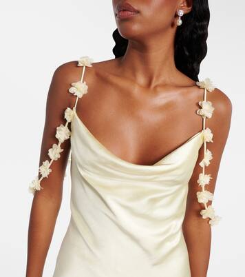 Robe longue en satin à fleurs | Self-Portrait