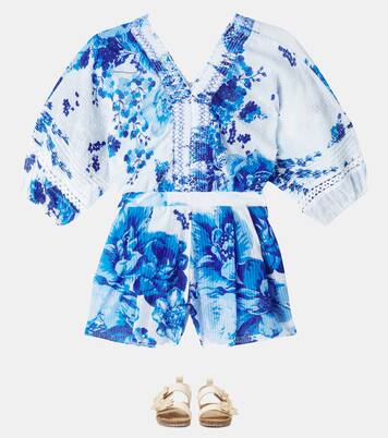 Floral cotton playsuit  | Poupette St Barth Kids