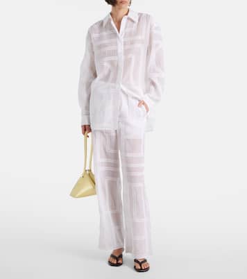 Pantaloni a gamba larga in voile di cotone e seta | Toteme