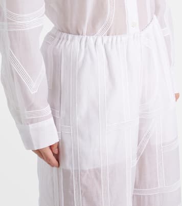 Pantaloni a gamba larga in voile di cotone e seta | Toteme