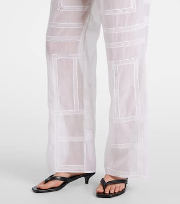 Pantaloni a gamba larga in voile di cotone e seta | Toteme