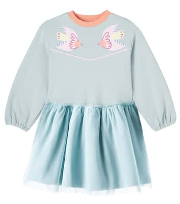 Embroidered cotton jersey and tulle dress | Stella McCartney Kids