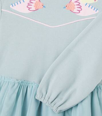 Embroidered cotton jersey and tulle dress | Stella McCartney Kids