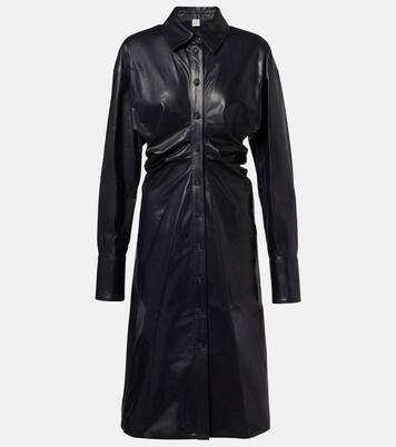 Vestido camisero de piel fruncida | Toteme