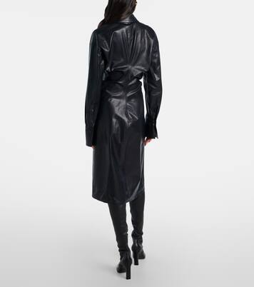 Vestido camisero de piel fruncida | Toteme