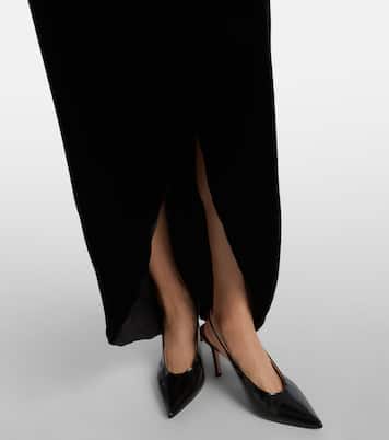 Embellished off-shoulder velvet gown | Costarellos