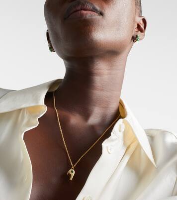 18kt gold pendant necklace with emeralds  | Anita Ko