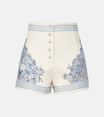 Villa Romantica printed linen Bermuda shorts | Alémais