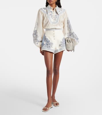 Villa Romantica printed linen Bermuda shorts | Alémais