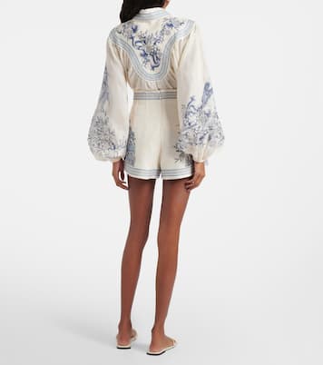 Villa Romantica printed linen Bermuda shorts | Alémais