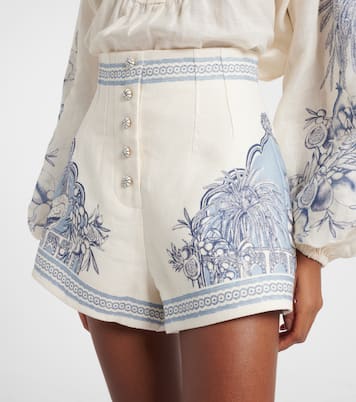Villa Romantica printed linen Bermuda shorts | Alémais