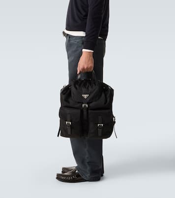 Re-Nylon leather-trimmed backpack | Prada