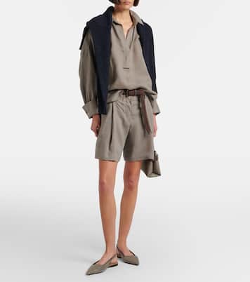 Monili leather slingback ballet flats | Brunello Cucinelli