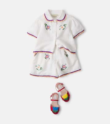Chemise en lin et coton brodée | Stella McCartney Kids