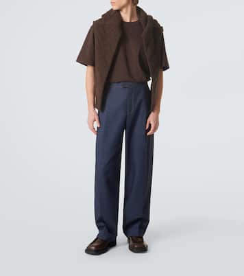 T-Shirt aus Baumwoll-Jersey mit Veloursleder | Bottega Veneta