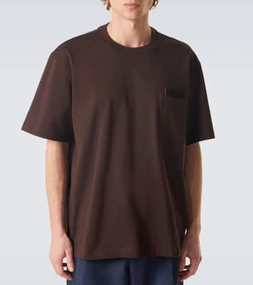 T-Shirt aus Baumwoll-Jersey mit Veloursleder | Bottega Veneta