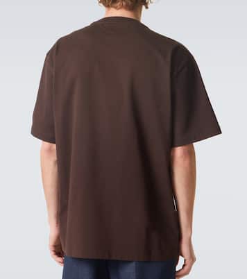 T-Shirt aus Baumwoll-Jersey mit Veloursleder | Bottega Veneta