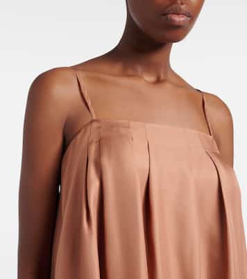 Heather pleated silk twill maxi dress | Asceno